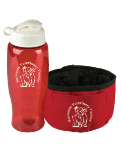 Branded Sports Bottle and Folding Dog Bowl