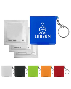 Branded Antiseptic Wipes In Carrying Case Keychain