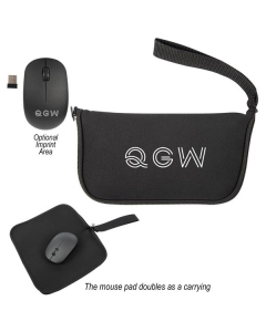 Promotional Wireless Mouse With Mousepad Carrying Case