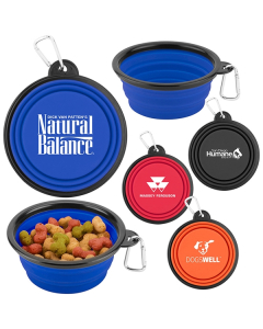 Promotional Collapsible Silicone Pet Bowl w/Carabiner