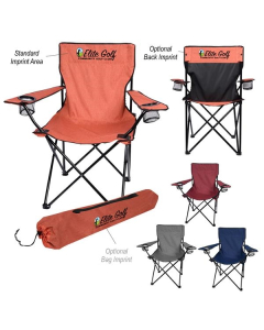 Branded Heathered Folding Chair With Carrying Bag