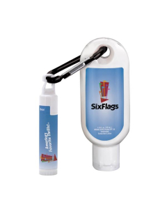 Promotional 1.9 oz SPF30 Sunscreen with Carabiner and SPF15 Lip Balm