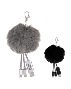 Branded 3-In-1 Pom Puff Charging Cable