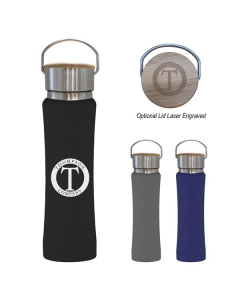 Branded 25 Oz. Hampton Stainless Steel Bottle With Bamboo Lid