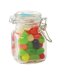 Branded Glass Hinge Top Jar / Jelly Beans Assorted