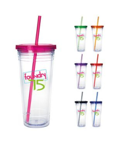 Promotional GoodValue Clear Tumbler wColored Lid 24 Oz