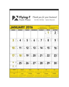 Promotional Triumph Yellow  Black Contractor Memo Calendar