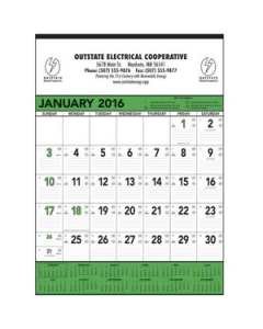 Promotional Triumph Green  Black Contractor Memo Calendar