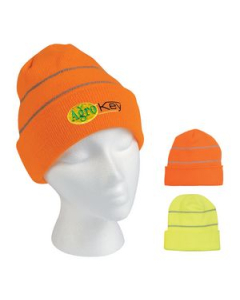 Branded Knit Cuff Beanie With Reflective Stripes