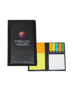 Promotional Leather Look Padfolio With Sticky Notes  Flags