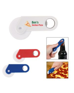 Branded Pizza Cutter With Bottle Opener