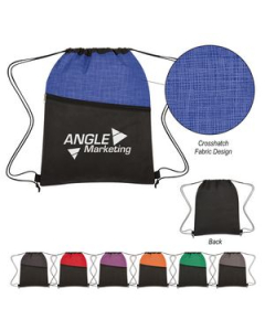 Branded Crosshatch TwoTone NonWoven Drawstring Bag