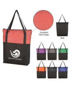 Promotional Crosshatch NonWoven Zippered Tote Bag
