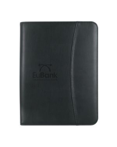 Branded Leather Look Zippered Portfolio With Calculator