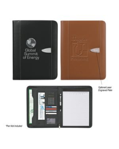 Branded Eclipse Bonded Leather Zippered Portfolio With Calculator