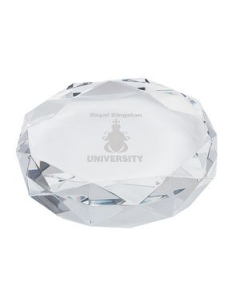 Branded Rimini Gem Cut Crystal Paperweight