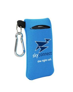 Branded Small Neoprene Mobile Accessory Holder with Carabiner