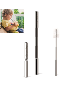 Branded Expandable Stainless Steel Straw With Case