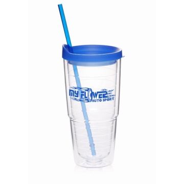 24 oz. Double Wall Solid Clear Orbit Acrylic Tumblers