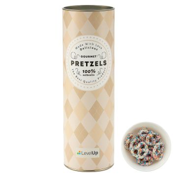 8" Gift Tube w/ Chocolate Pretzels