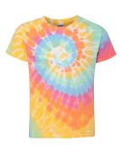 Dyenomite Apparel TieDyed Youth MultiColor Spiral Short Sleeve TShirt